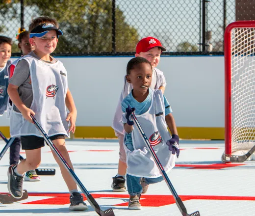 Street Hockey Rink - up close action shot on &quot;ice&quot;