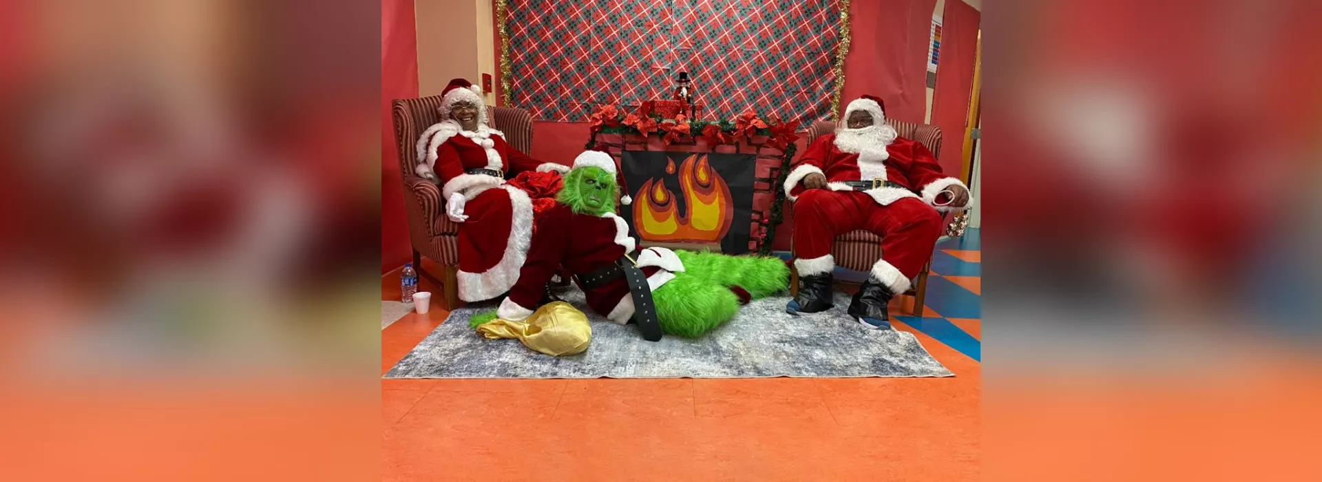 People dressed in holiday costumes